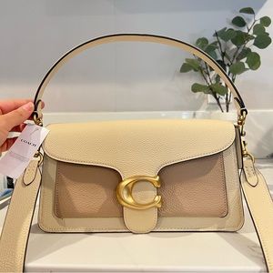 COACH Tabby Shoulder Bag 26 in Colorblock Ivory Taupe Multi